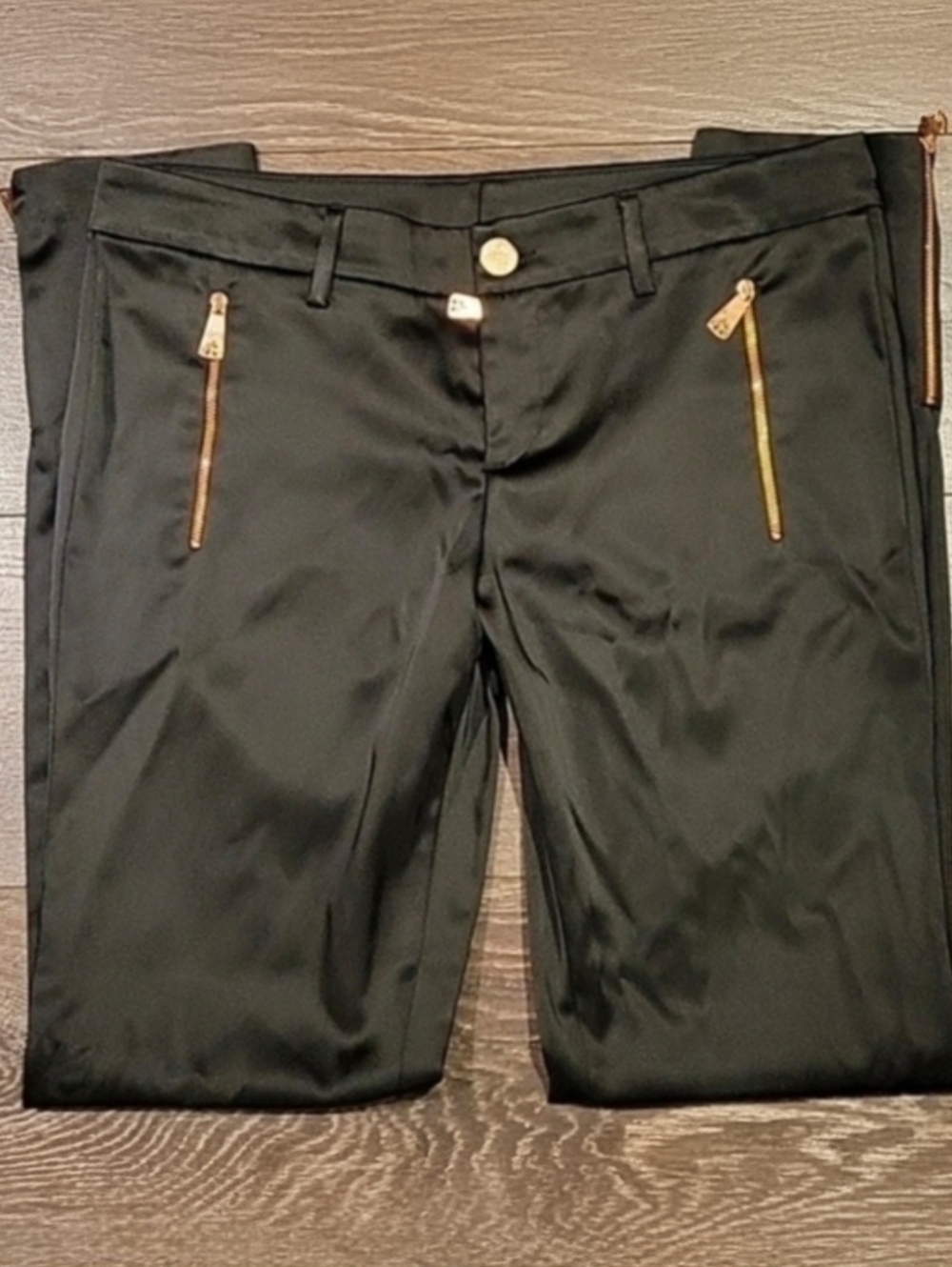 ❤️ FRANKIE MORELLO MILAN STRETCH SATIN ZIP HEM SKINNY PANTS / TROUSERS, 8 (29)
